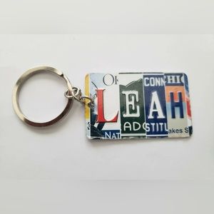 Multi-State License Plate Name Charm Keychain-LEAH